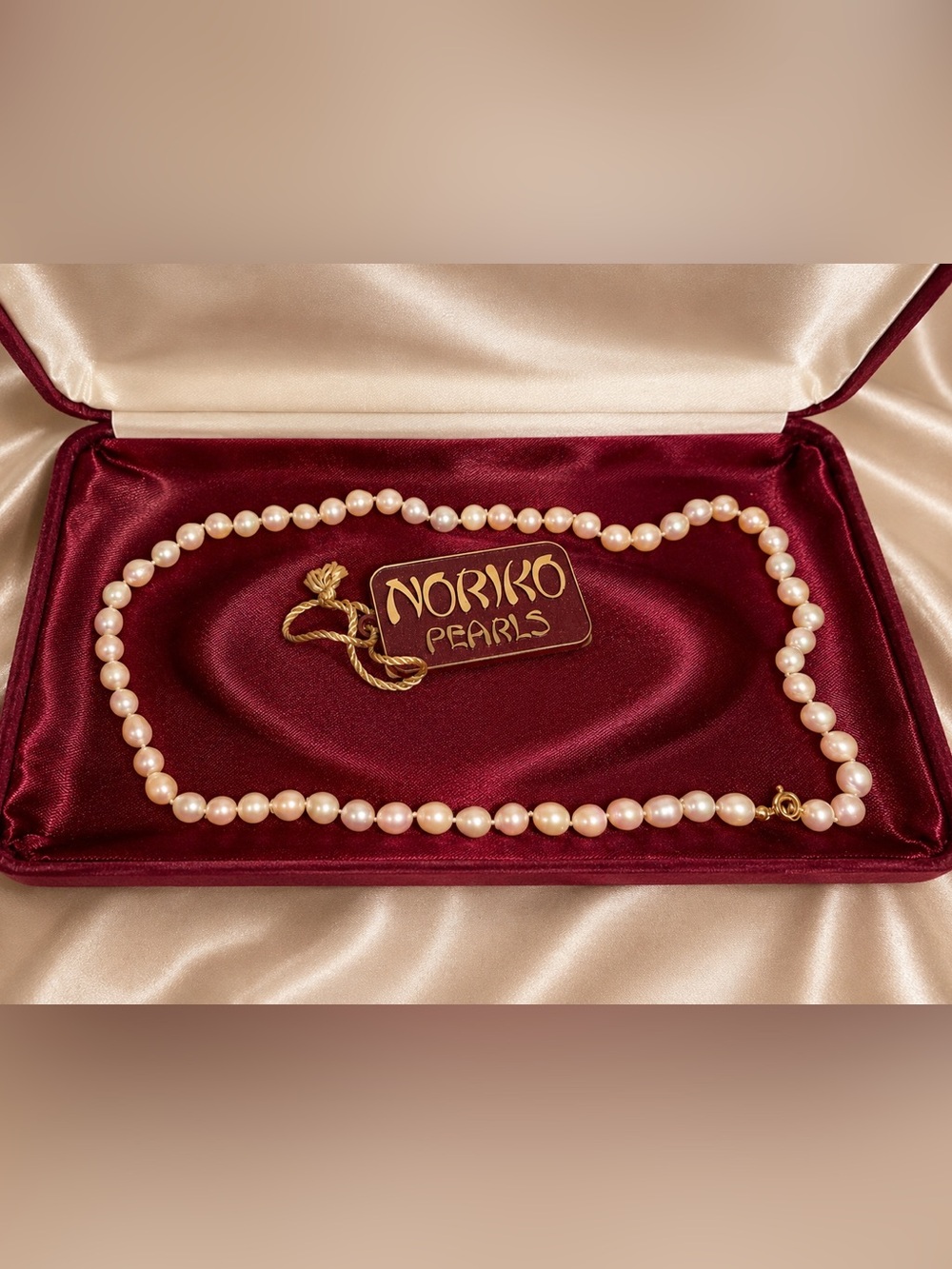 Noriko Pearls 18” Cultured Freshwater Pearl Necklace 7–8mm 14K Gold Clasp Box